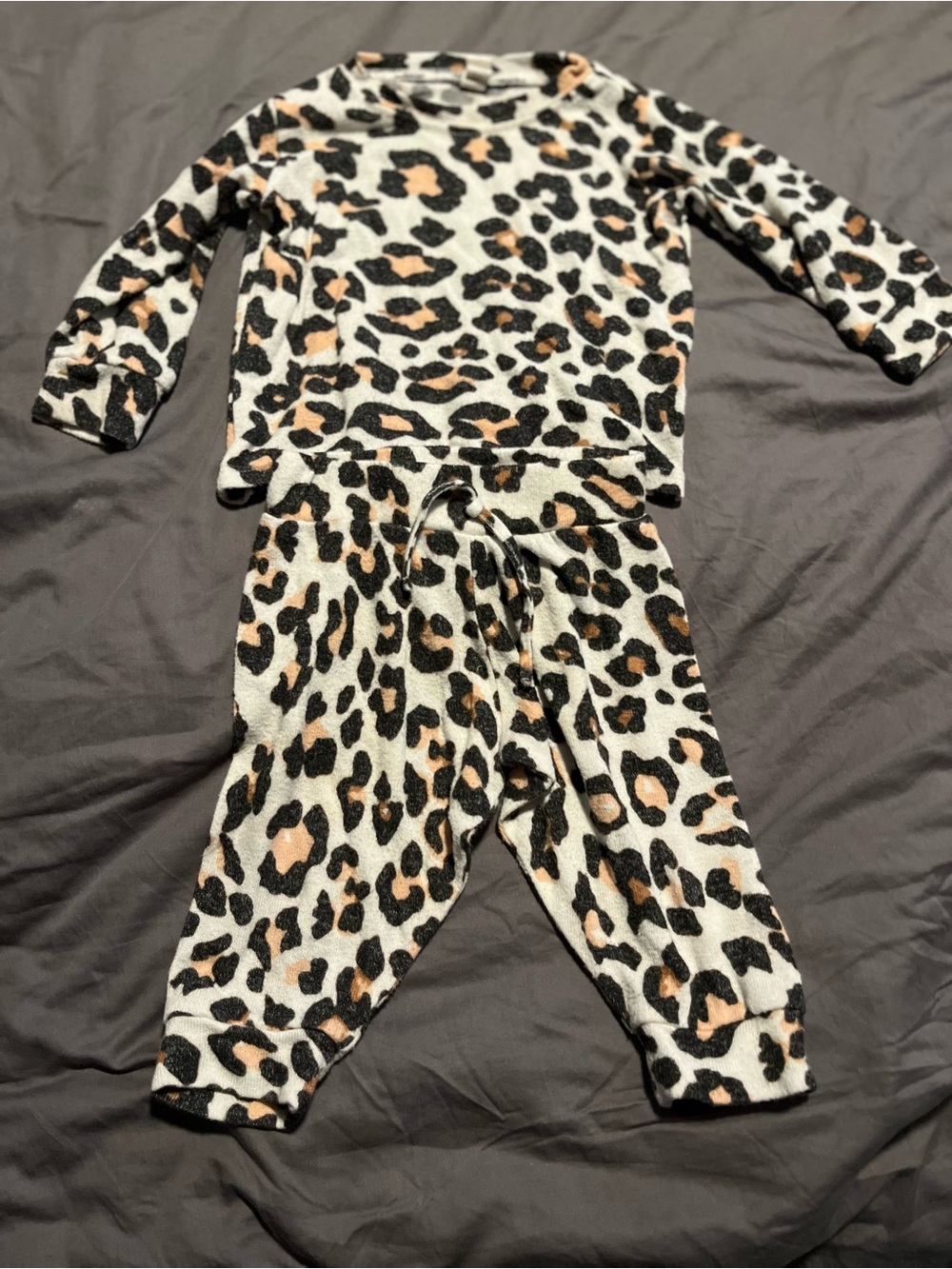 Fornia Leopard-Print Kids Pajama Set - Cream, Black & Tan